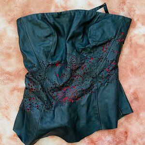 XS Lamb Skin Leather Strapless Top